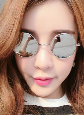 法国coss koko复古圆框太阳镜炫彩反光水银太子镜男潮流墨镜女