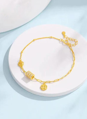 法国coss koko925银小蛮腰手链女生高级感国潮古风轻奢钱币镶