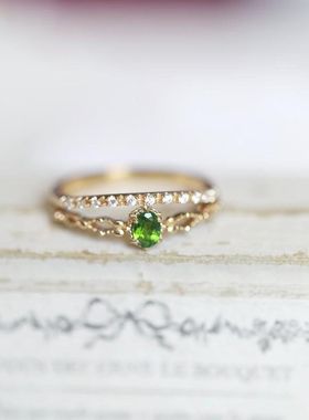 法国Coss KoKo日系光辉女神之透辉石多层戒指女ins款超精致复古