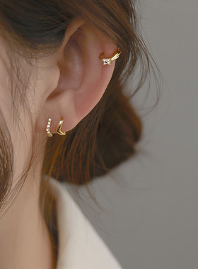 法国coss koko简约耳扣银耳骨钉女耳圈小耳骨圈设计感耳骨环耳环