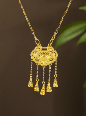 法国coss kokos925银莲花平安锁项链女新中式国潮民族风流苏