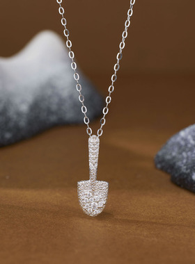 法国coss koko银城s925银铲子项链女时尚简约风锆石小金铲吊