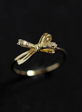 法国coss koko风时尚个性蝴蝶结轻奢戒指女款 小众设计食指指环