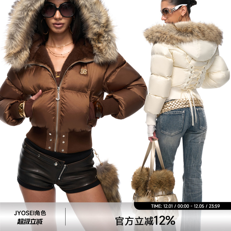 原创85白鸭绒羽绒服女冬短款外套