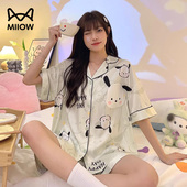 超火少女卡通家居服套装 猫人冰丝女士睡衣女款 薄款 夏季 女 2026新款