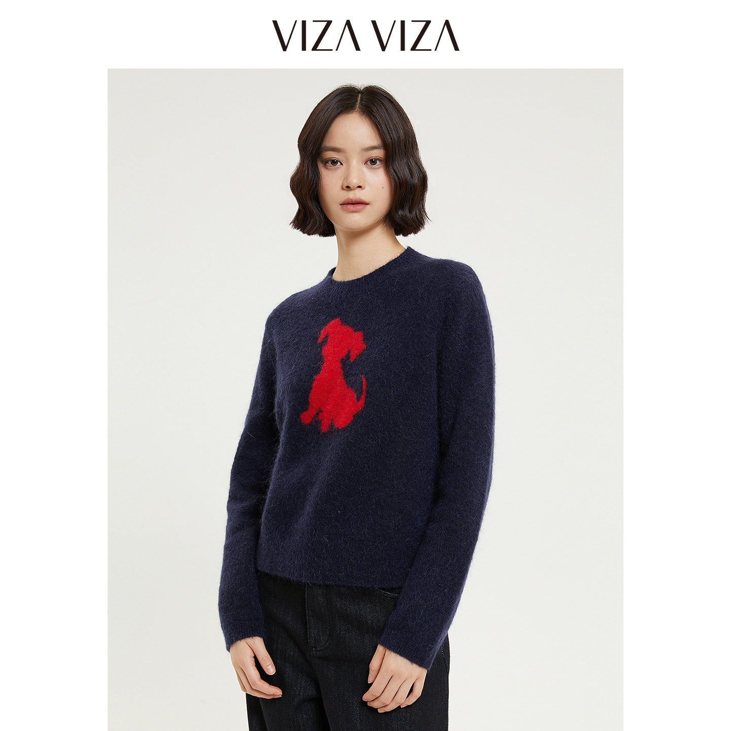 VIZAVIZA圆领毛针织衫