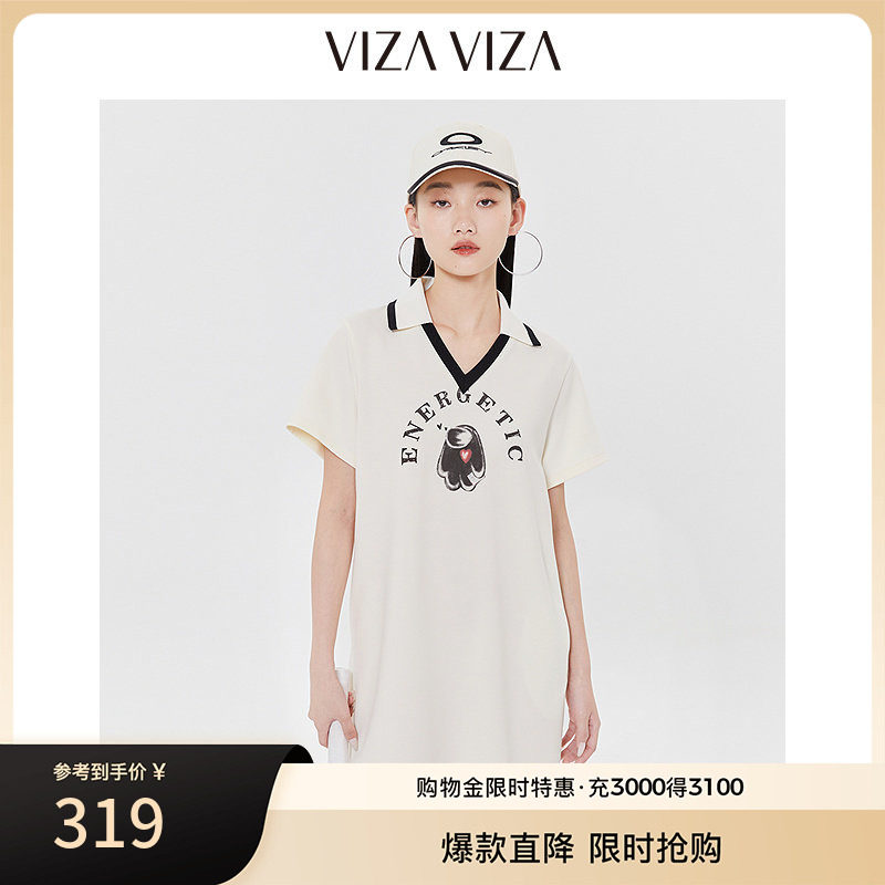 VIZA VIZA 夏季新款休闲气质Polo领短袖连衣裙图片