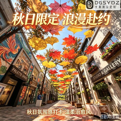 秋季枫叶天幕美陈定制引流打卡