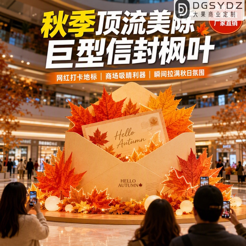 秋季巨型枫叶信封美陈打卡造景