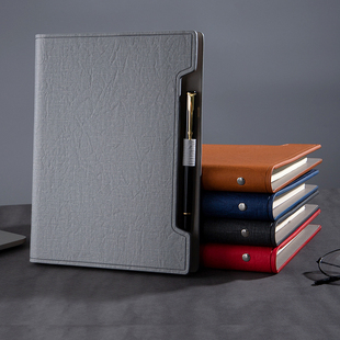 商务活页笔记本小清新6孔夹日记本 A5礼品皮面记事本礼盒装可激光雕刻文字压印LOGO快速出货带名片袋松紧笔插