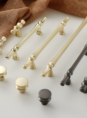 北欧现代轻奢柜门拉手抽屉橱柜酒柜简约法式个性金色灰色单孔拉手