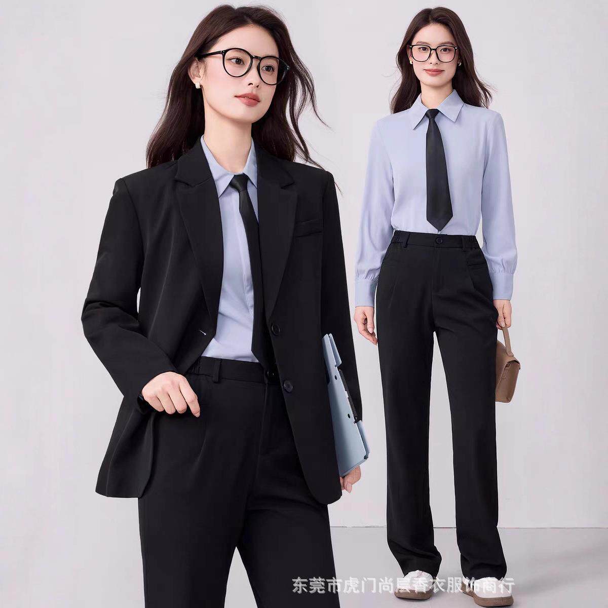 西装套装女职业正装大学生面试春秋季女士修身小众干练OL西服套装