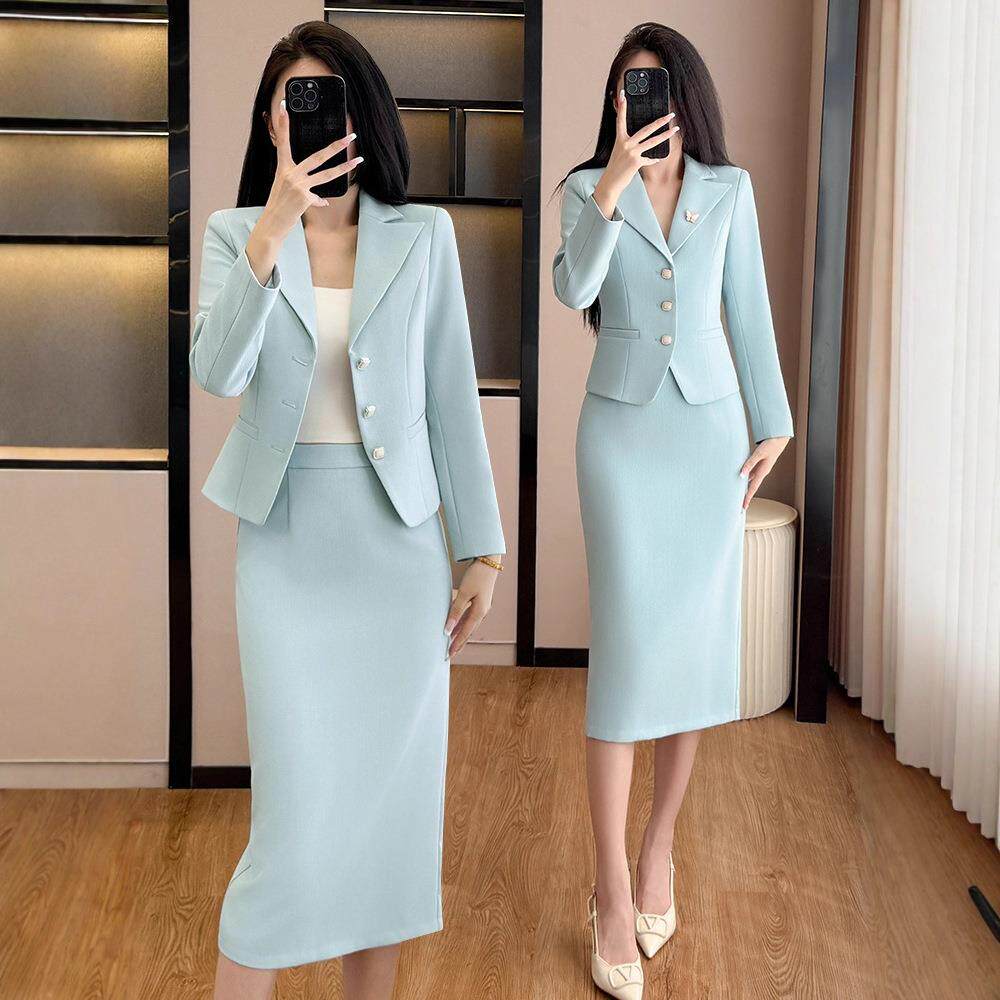 短款西装外套女2025春秋新款主持人正装通勤OL职业西服套裙工作服
