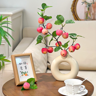 轻奢高端小苹果仿真花苹果树仿生花摆件仿真果实假花客厅干花插花