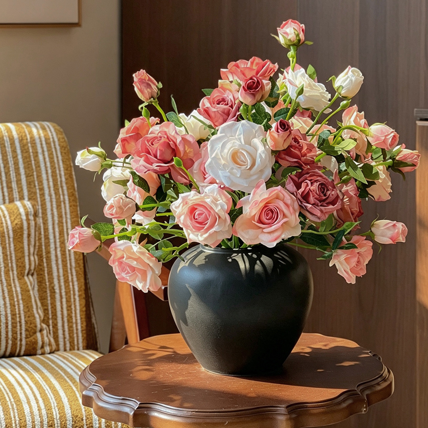 焦边玫瑰仿真花高级感逼真客厅餐桌摆设假花摆件高级油画风干花