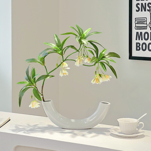 水石榕仿真绿植假花仿真花摆设电视柜玄关插花假绿植装 饰餐桌摆件