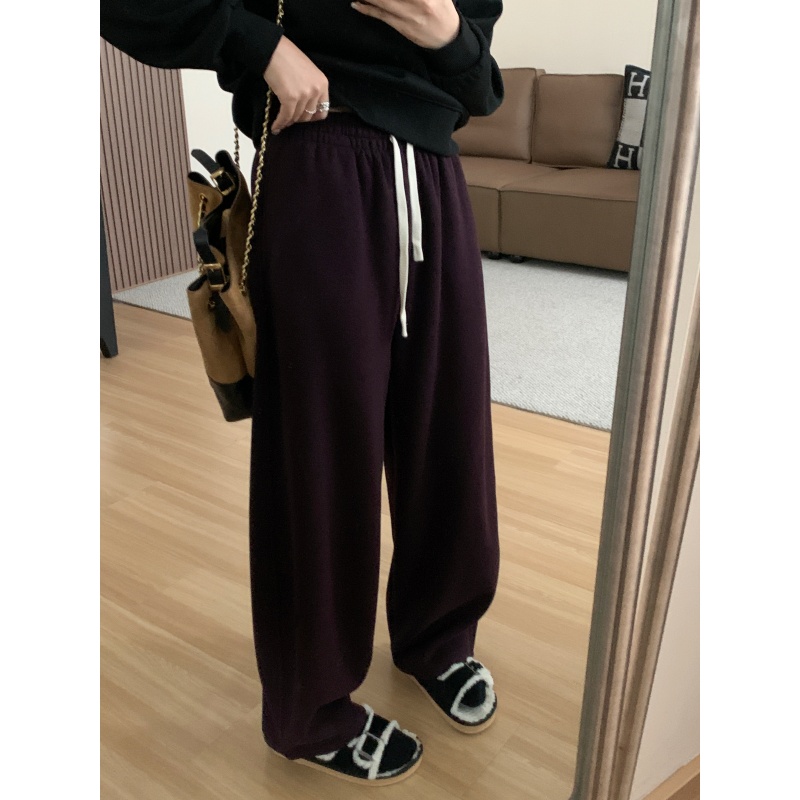 斜纹醋酸绵羊毛毛呢直筒裤