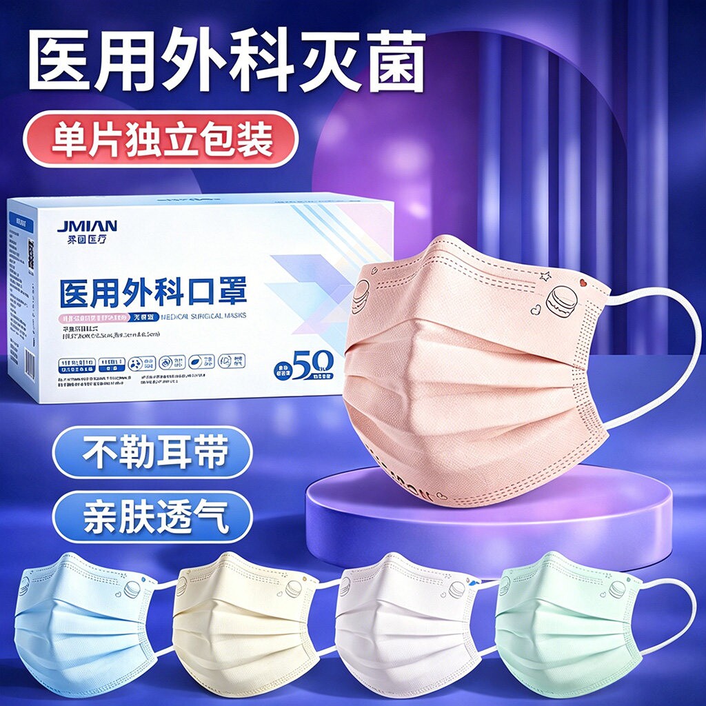 界面医疗医用外科口罩马卡龙图片