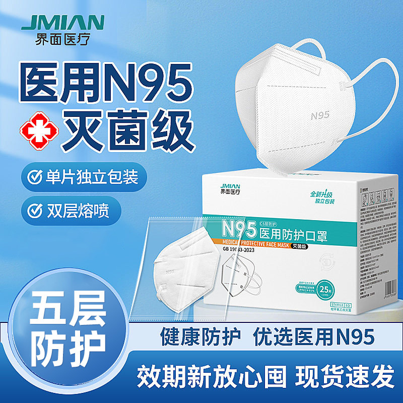 界面N95级医用防护灭菌透气口罩图片