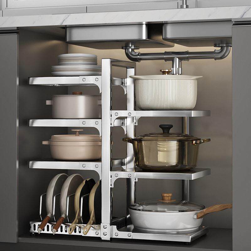 Kitchen 304 stainless steel pot rack, multi-layer countertop