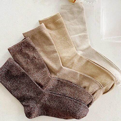 5 Pairs Of Shiny Silver Solid Color And Candy Colored Gold a