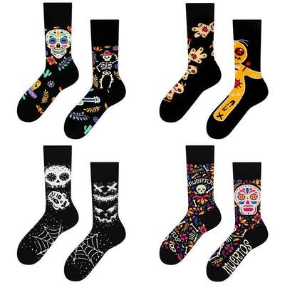 Retro Sugar Skull Unisex AB Crew Socks Day of the Dead