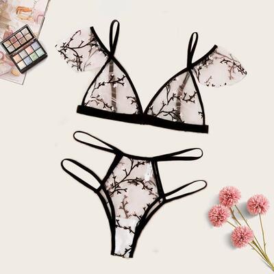 3/4 Cup Bra Set Underwear Ladies Underwear Set Breathable Co