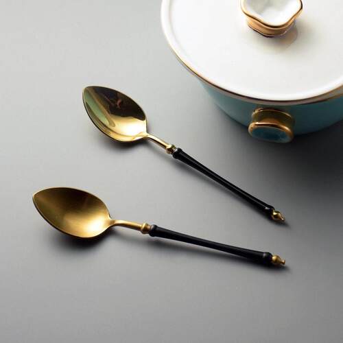 Black Gold Tea Scoop Luxury Dessert Spoon
