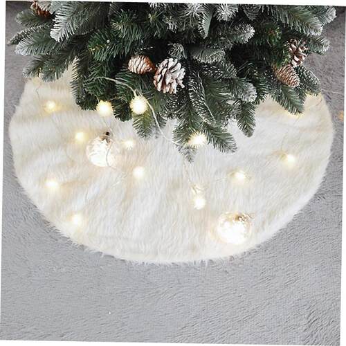 White plush Christmas tree skirt Christmas decorations Chris
