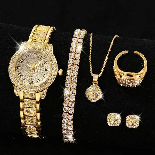 Luxury Women Gold Watch Fashion Ladies Quartz Diamond Wristw
