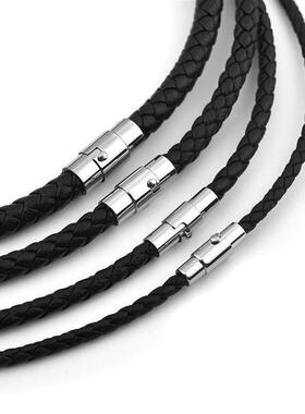 Men-made Leather Necklace Choker Black Brown Braided Rope Ch
