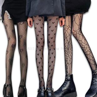 Gothic Lace Stockings Mesh Tights Y2k Women Black White Fish