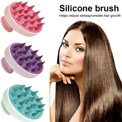 Silicone Shampoo Brush Head Scalp Massage Comb Hair Washing