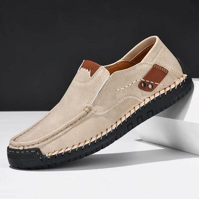 Handmade Leather Men Shoes Casual Comfortable Slip On Loafer