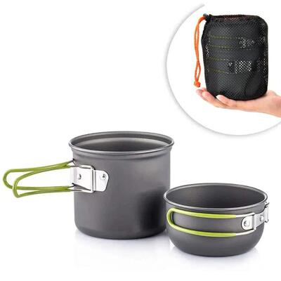 Camping Cookware Mess Kit Ultralight Camping Pot Set Outdoor