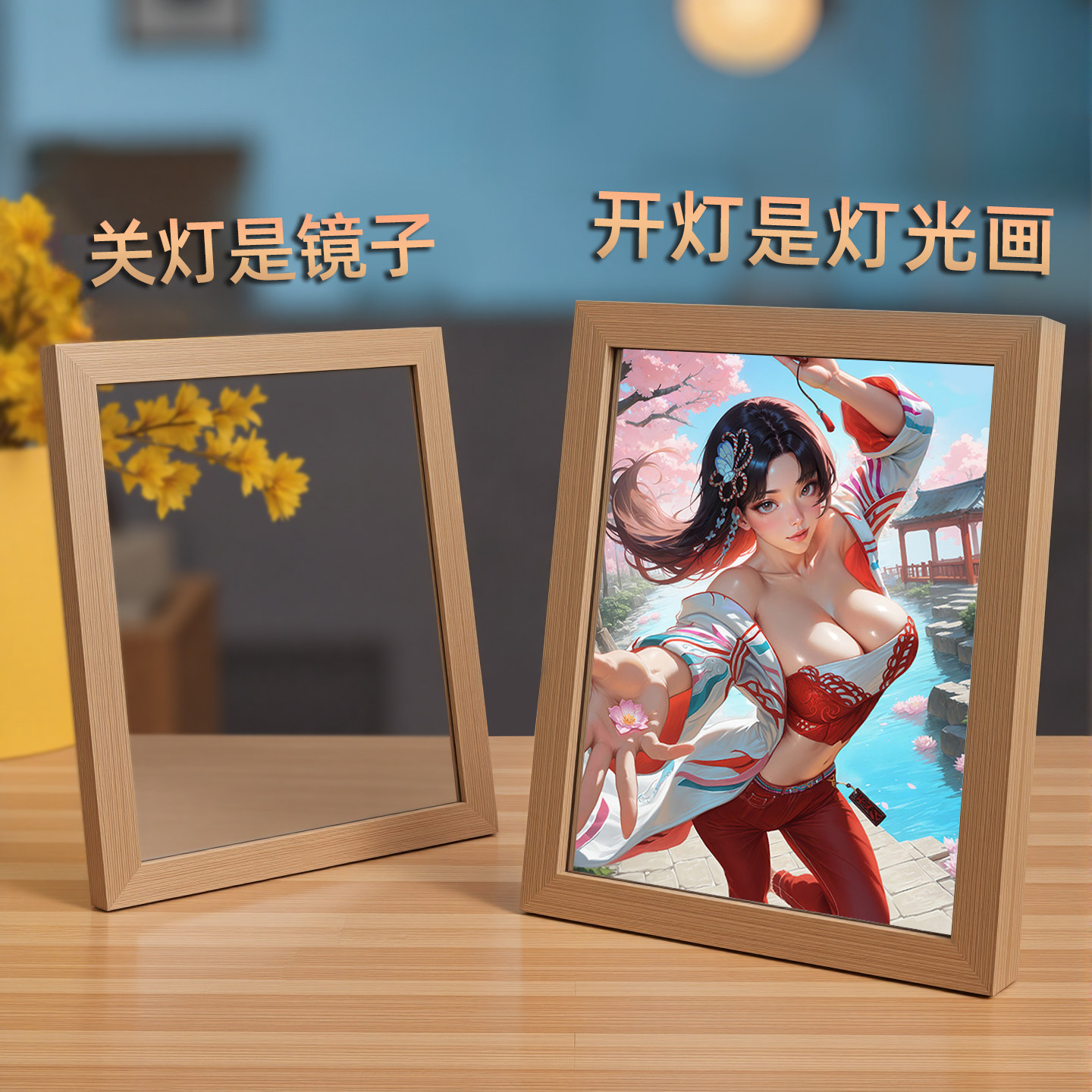 街霸6镜子灯光画不知火舞春丽相框摆件游戏周边创意小夜灯发光画,家居饰品,氛围画/灯画,淘宝优惠券,粉丝福利购,淘宝优惠卷