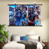 英雄联盟青花瓷挂画拉克丝千珏EZ海报免打孔LOL游戏电竞装 饰画