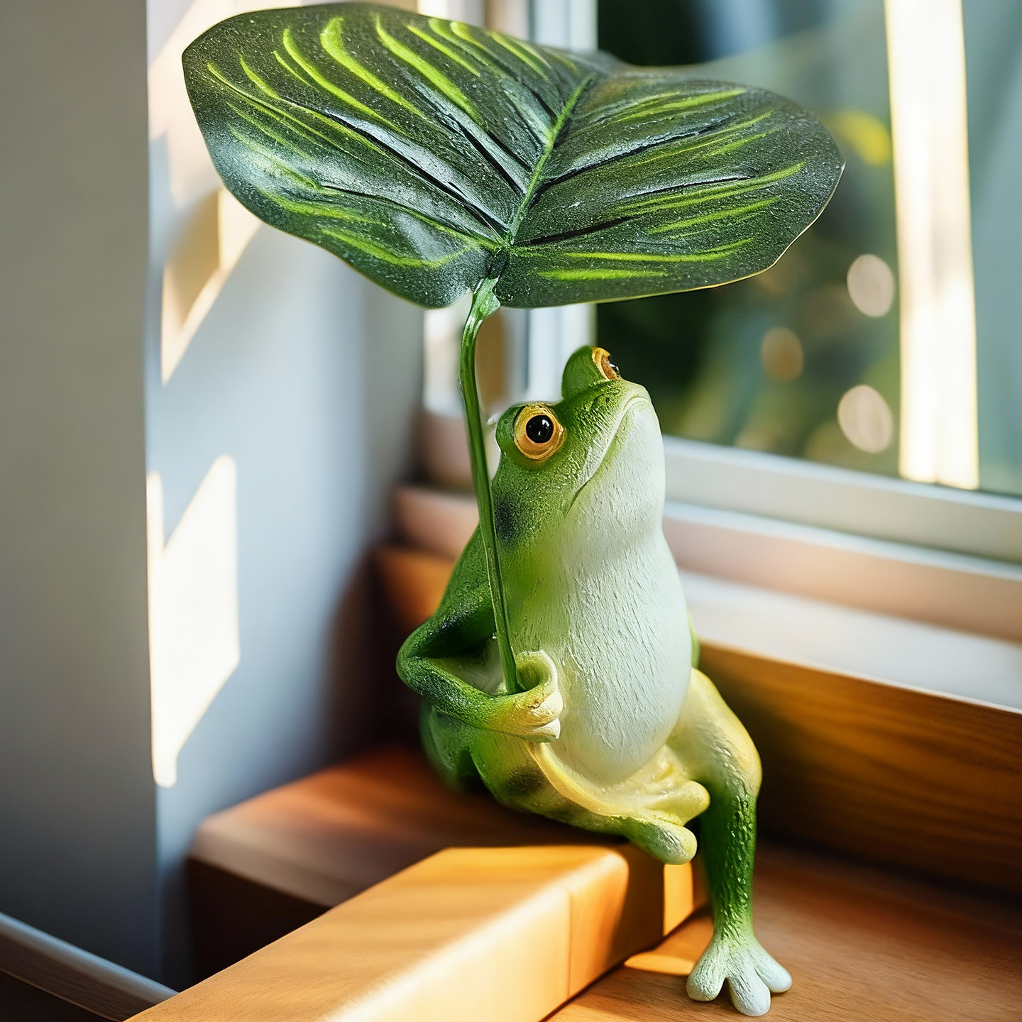 户外树叶可爱青蛙摆件鱼池鱼缸微景观布置造景花园庭院装饰工艺品