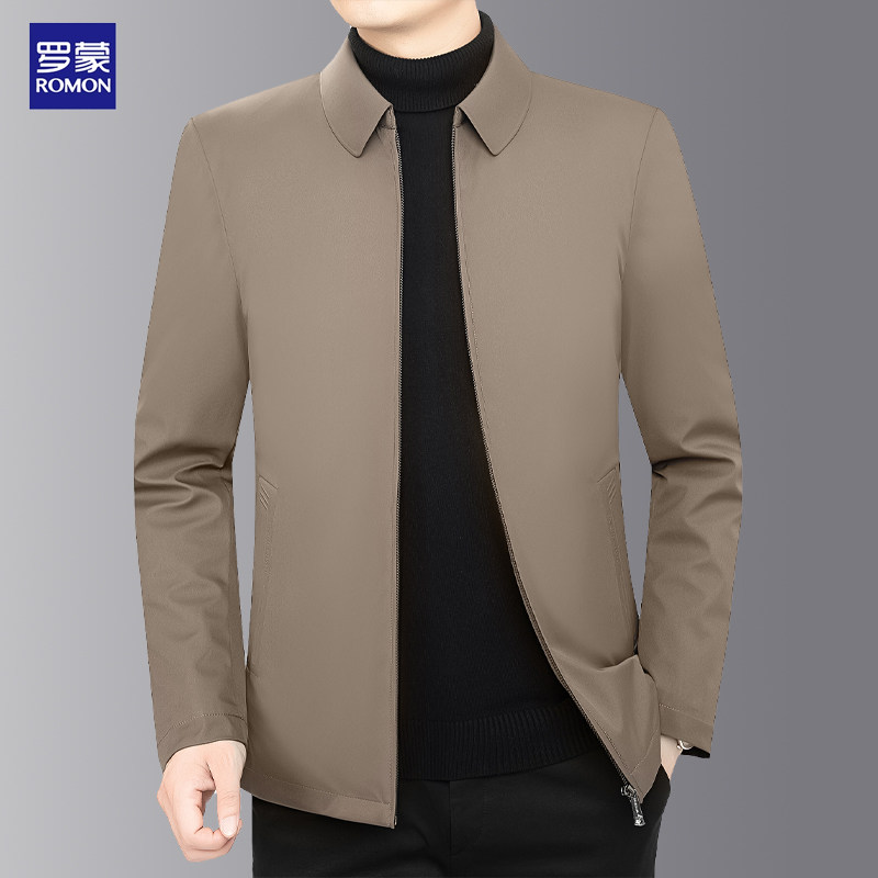 罗蒙轻薄羽绒服男2025新款冬季羽绒夹克男士外套翻领中老年爸爸装
