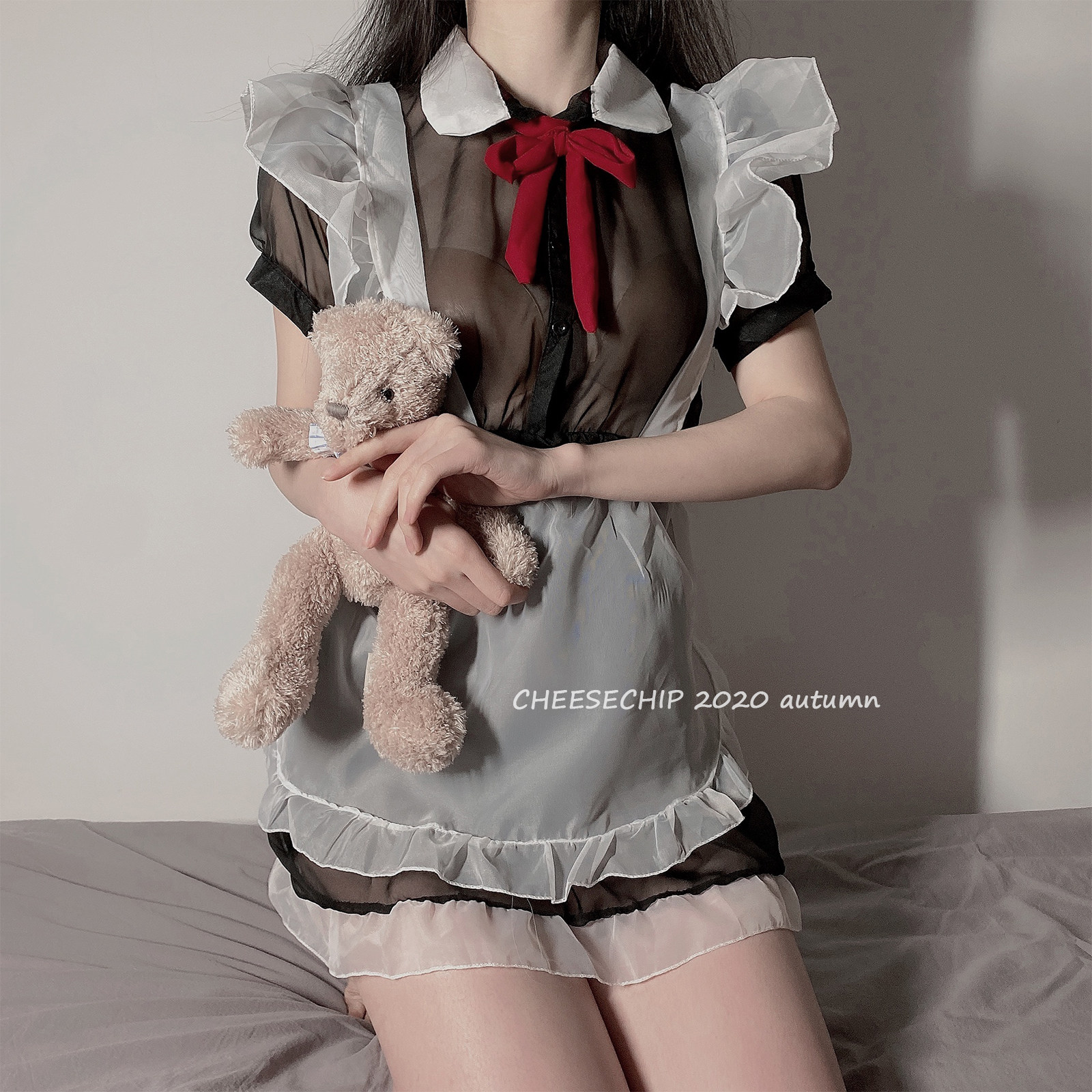 「CP」为您服务~日系甜美网纱透视女佣仆装情趣领结cos制服内衣