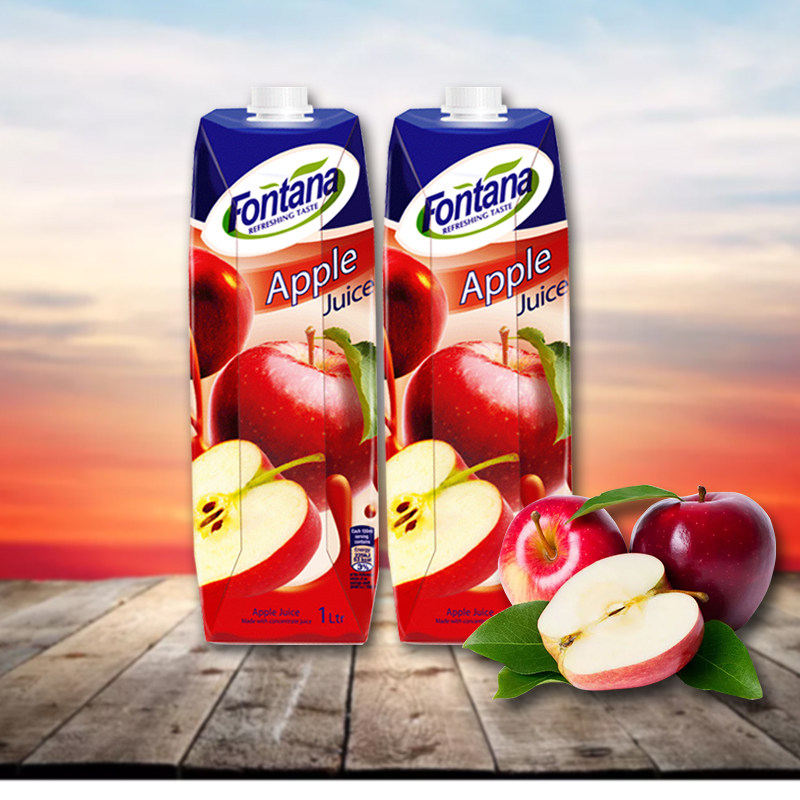 塞浦路斯进口fontana芳塔娜夏季浓缩苹果味纯果汁饮料整箱饮品