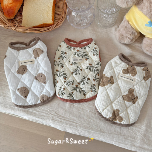 宠物猫咪衣服秋冬款可爱小清新棉马甲狗狗居家服布偶英短小型犬