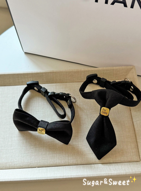 气质黑色猫咪项圈狗狗颈圈宠物脖圈小猫项链可调节复古绅士英短