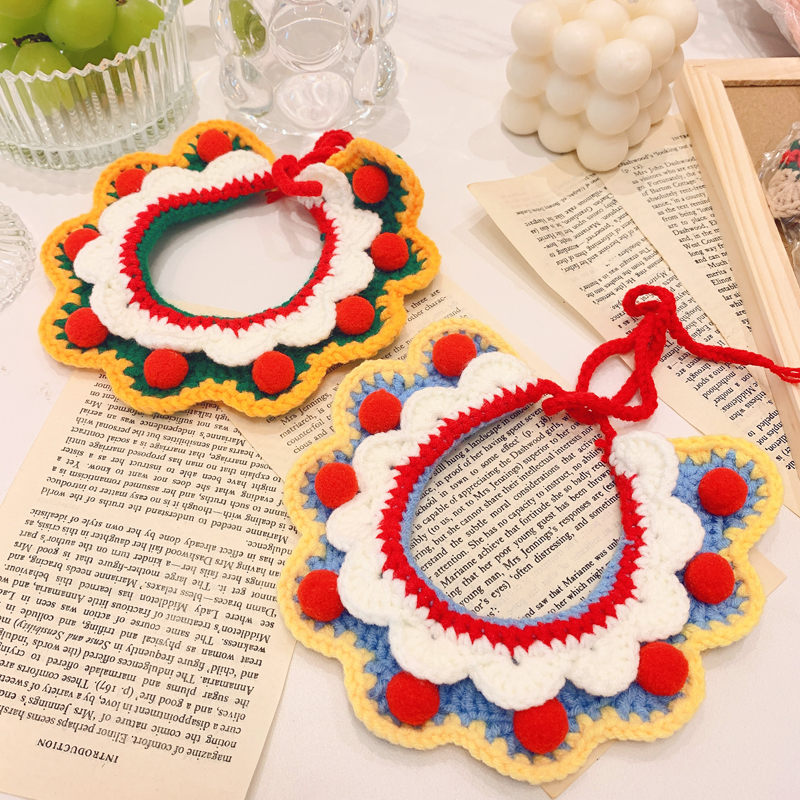 猫咪圣诞节围脖宠物新年编织项圈