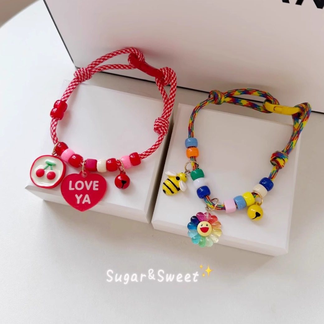 宠物猫咪狗狗项圈撞色编织夏季清新可调节爱心笑脸项链银渐层泰迪,宠物/宠物食品及用品,项圈/肩带,淘宝优惠券,粉丝福利购,淘宝优惠卷