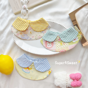 宠物口水巾可爱马卡龙色格子围脖狗狗围兜小型犬猫咪装 饰布偶英短