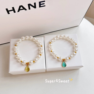 森系水滴石宠物猫咪项圈珍珠项链狗狗颈链脖子装饰品银金渐层英短