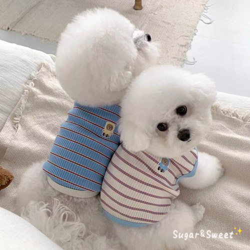 夏季薄款宠物条纹背心比熊博美泰迪猫小型幼犬雪纳瑞狗狗衣服夏天