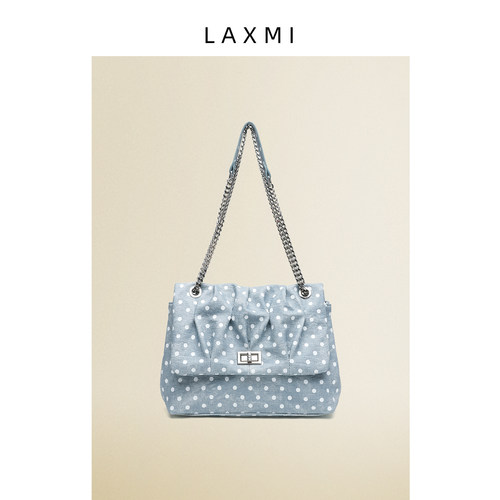 LAXMI波点褶皱链条腋下包百搭
