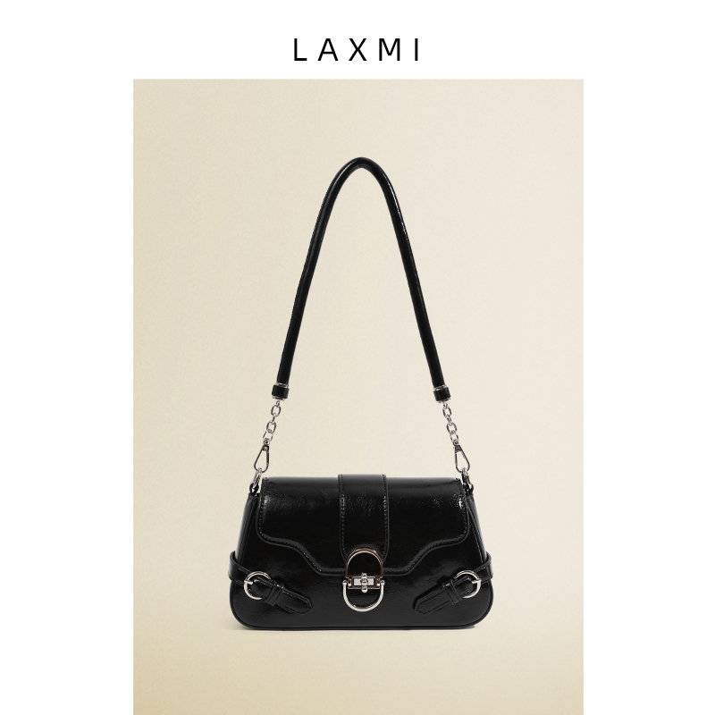 LAXMI2025新款腋下包美拉德复古包五金锁扣翻盖包通勤斜挎包包女